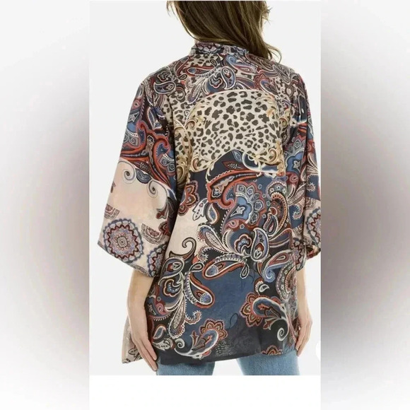 $420 Johnny Was Betzy Emilia Paisley Print Silk Kimono Top Size XL. - Picture 4 of 12